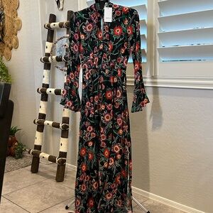Misa Los Angeles Floral Flowing Long Sleeve Dress